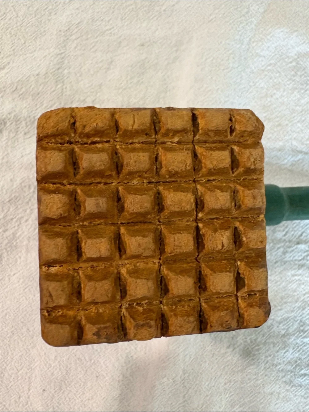 Vintage Wooden Meat Tenderizer Mallet with Green